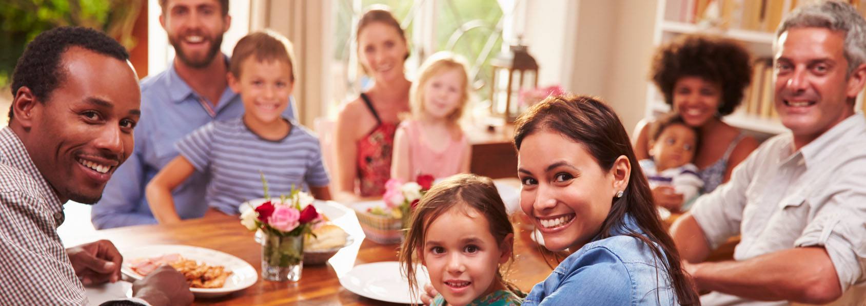 A big family having dinner together